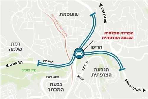 פרויקט הפרדה מפלסית בצומת הגבעה הצרפתית - תיעוד ותמונות, תמונה 1 מתוך 8