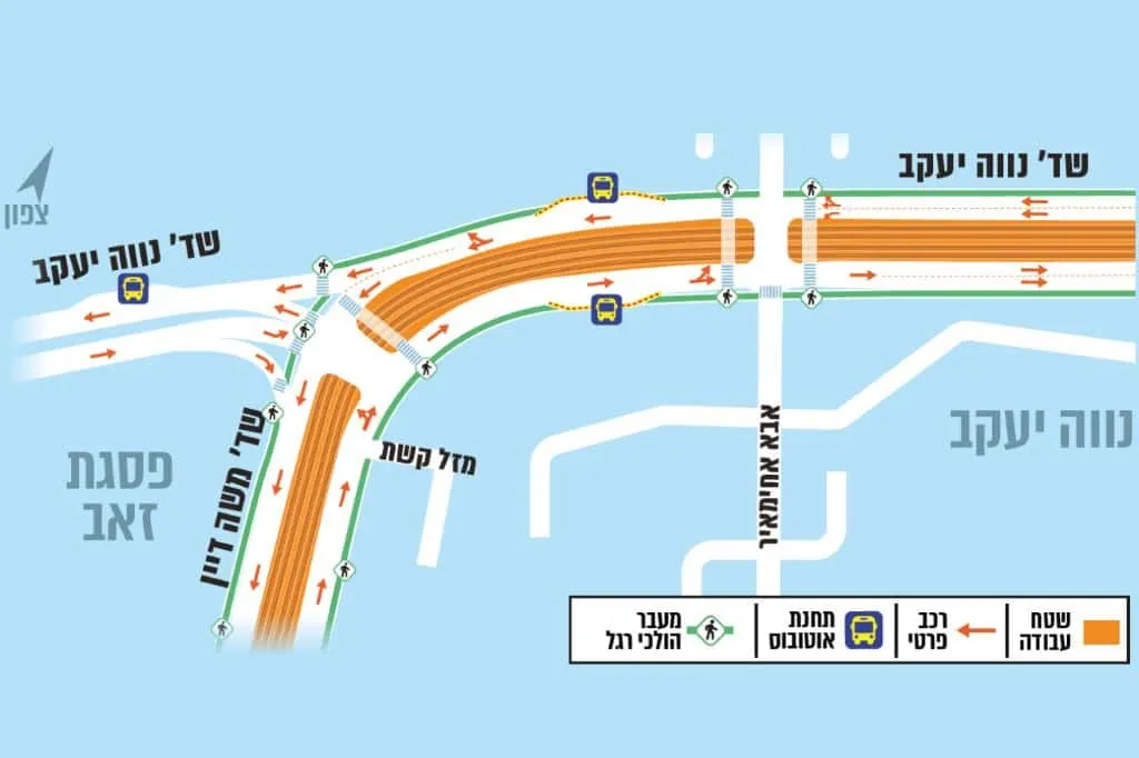 שלב הנחת המסילות בצומת שדרות משה דיין - שדרות נווה יעקב