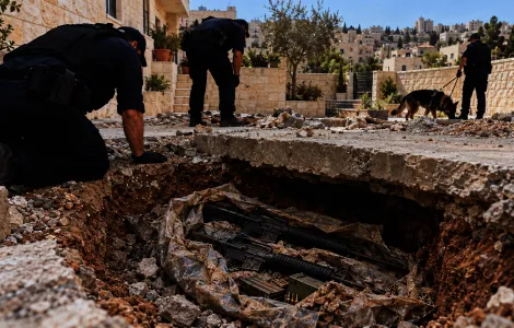 בחפירה מתחת לבטון בבית חנינא: שוטרי שפט חשפו רובי M16 ומאות כדורים